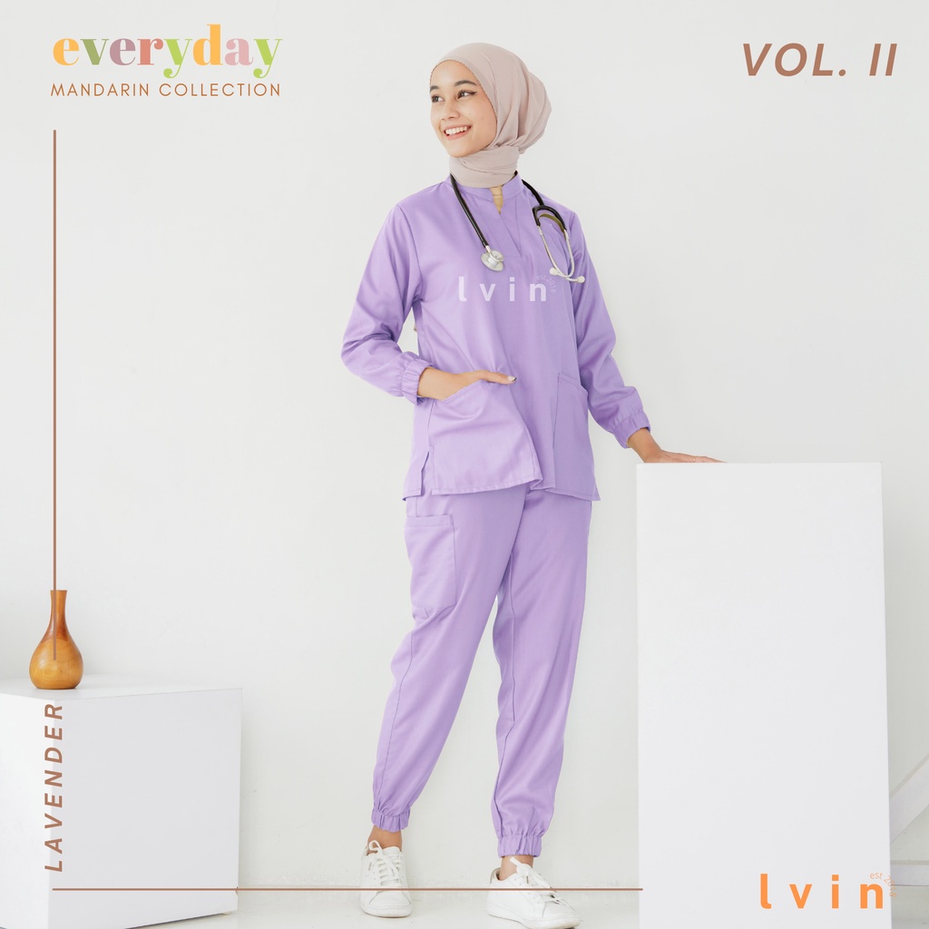 [ Lvin ] Vol II  - Baju OKA Joger Lengan Panjang Mandarin Collar / Baju Jaga / Set Baju Celana Jaga Oka / Dokter Lengan Pendek / Baju OK / Everyday Series