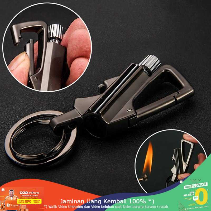 (BISA COD) RVOSTR HONEST Korek Api Gantungan Kunci Flint Starter Carabiner - BCK2-666