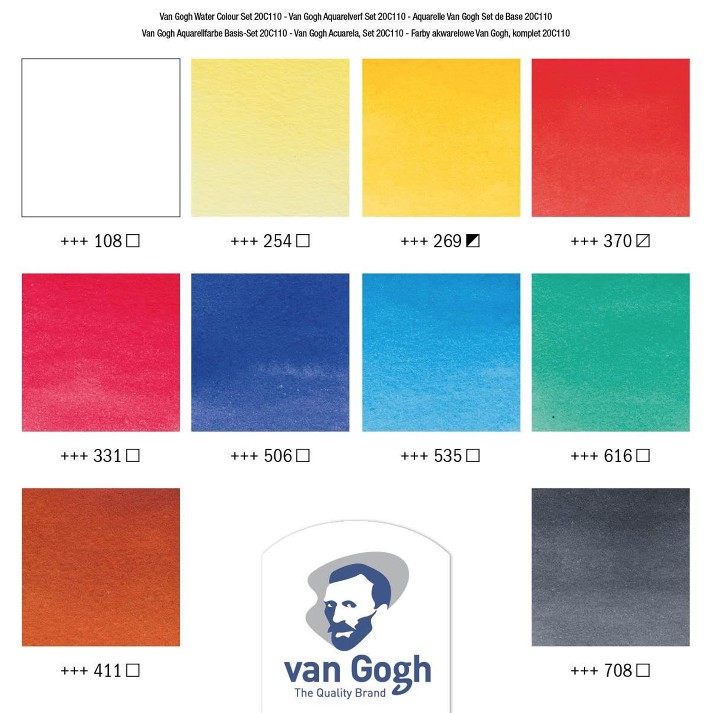 Van Gogh Watercolour Set of 10 Colours in 10ml Tube