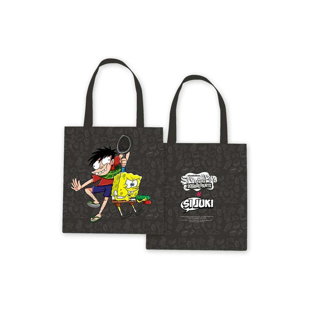 Totebag Si Juki x Spongebob Black