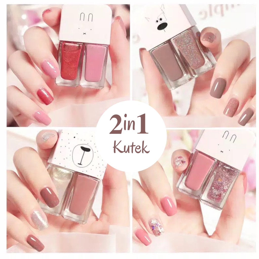 2IN1 KUTEK HALAL KUTEKS 2 TONE Cat Kuku muslimah Gel Nail polish KOREA