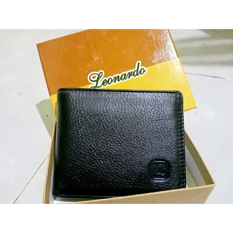 Dompet Lipat Pria LEONARDO 100% Kulit Asli Kualitas unggul BARU