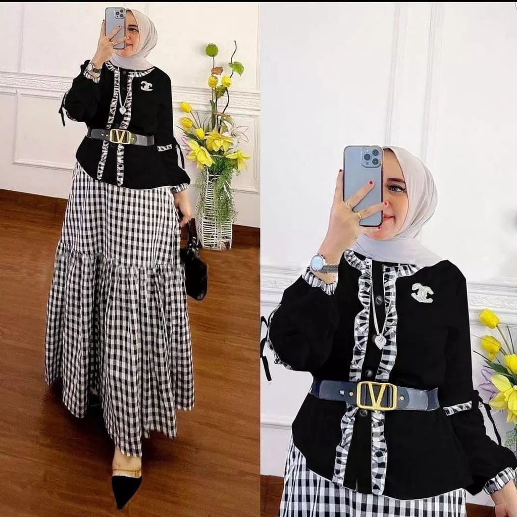 Setelan Wanita Terbaru One Set Jumbo Baju Wanita Kekinian Ootd Wanita Set Nadine Set