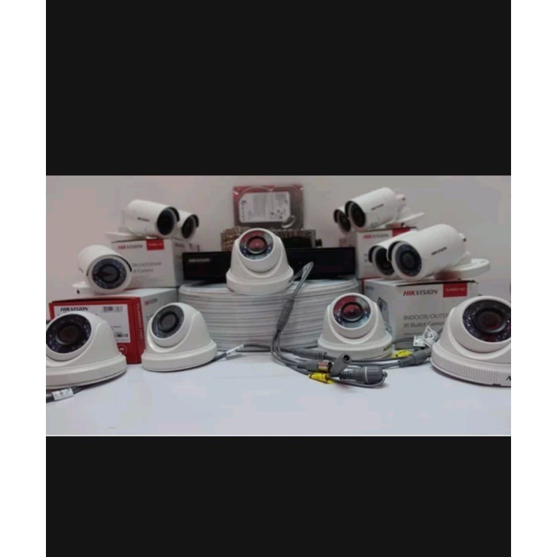 PAKET KAMERA CCTV HIKVISION 12 CAMERA 2mp 12 CH CHANNEL 1080p FULL HD KOMPLIT TINGGAL PASANG BISA