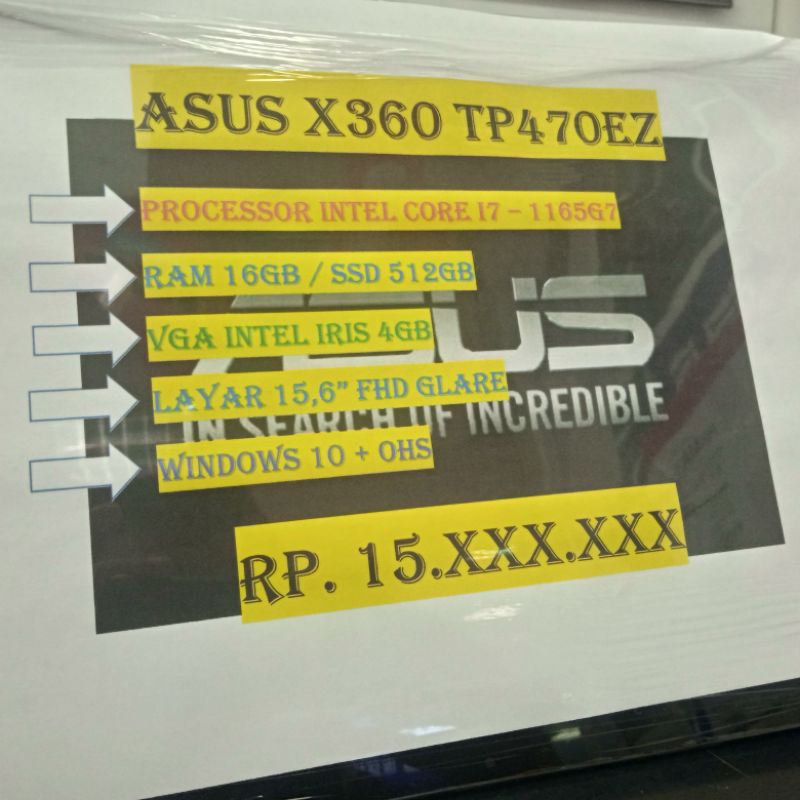 ASUS X360 TP470EZ I7 1165G7 16GB SSD 512GB INTEL IRISXE 4GB