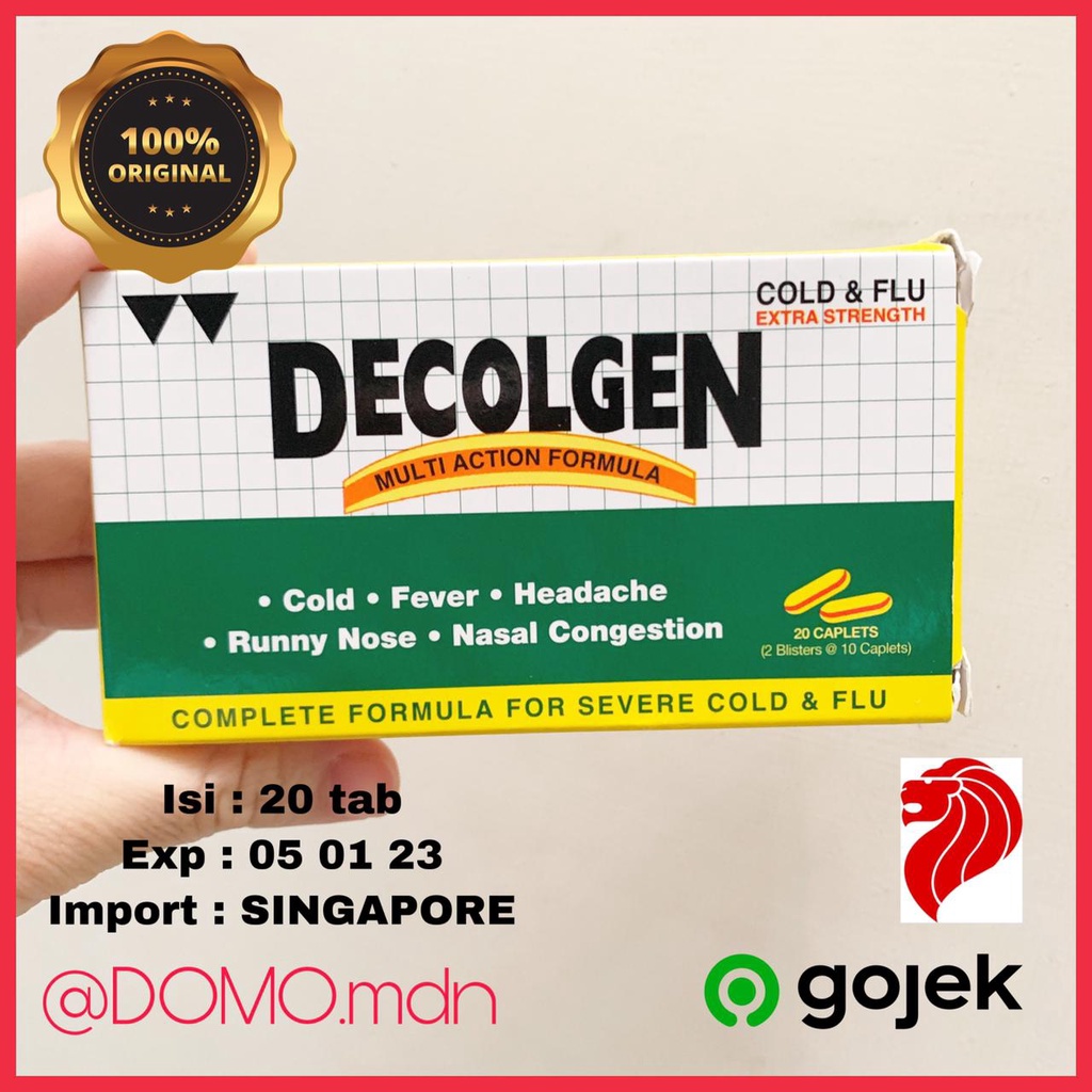 DECOLGEN SINGAPORE COLD AND FLU EXTRA STRENGTH FEVER HEADACHE NASAL CONGESTION FLU SINGAPUR