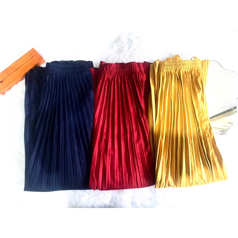 rok plisket, rok panjang, rok navy, rok merah, rok kuning mustard