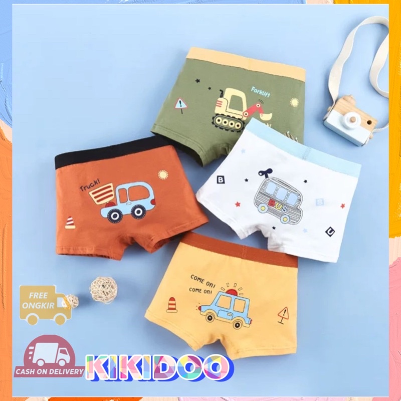 Kikidoo Celana Dalam Boxer Katun Celana Dalam laki laki premium MOBIL BAL37