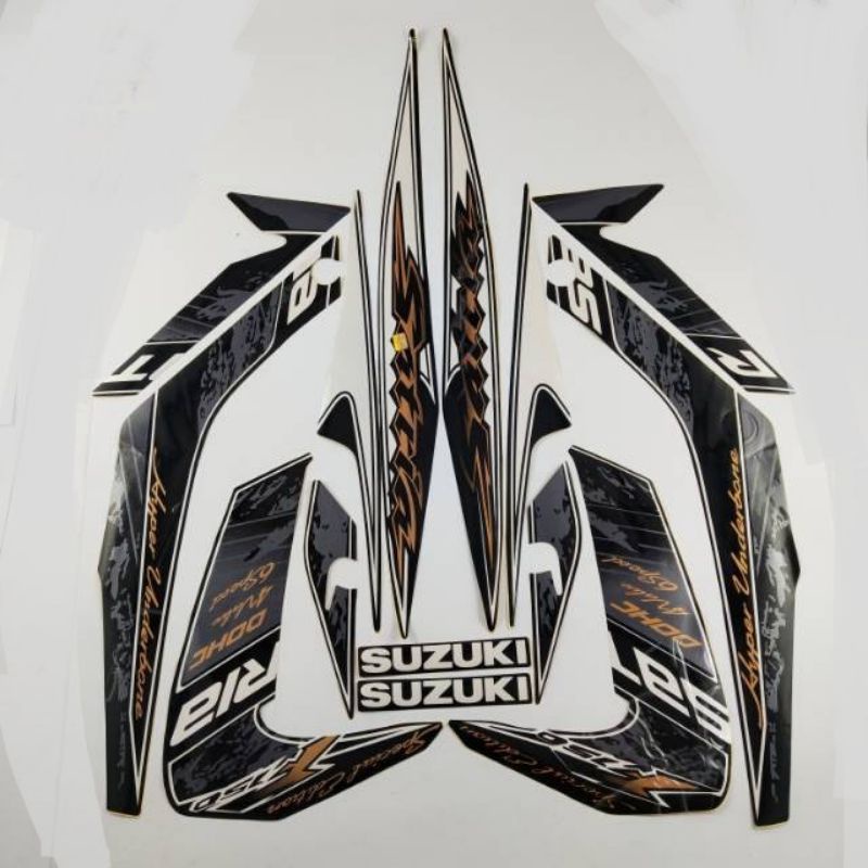 striping satria Fu SE 2012 hitam lis putih Striping lis stiker standar Ori suzuki satria Fu SE hitam