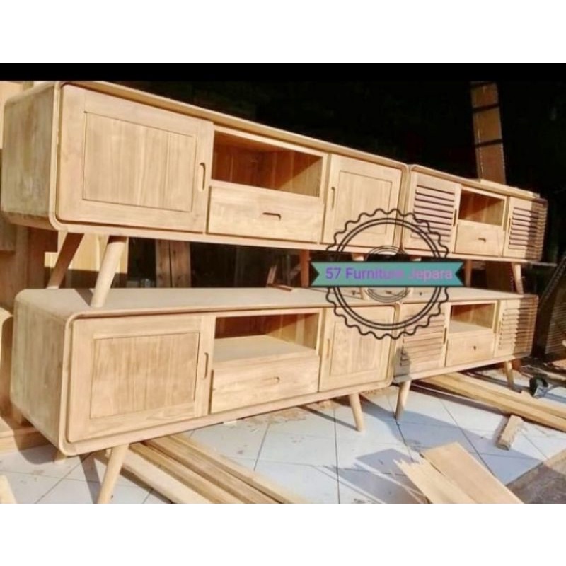Meja Tv Jati Model Retro - Bufet Pendek Minimalis Jati Jepara Mentahan