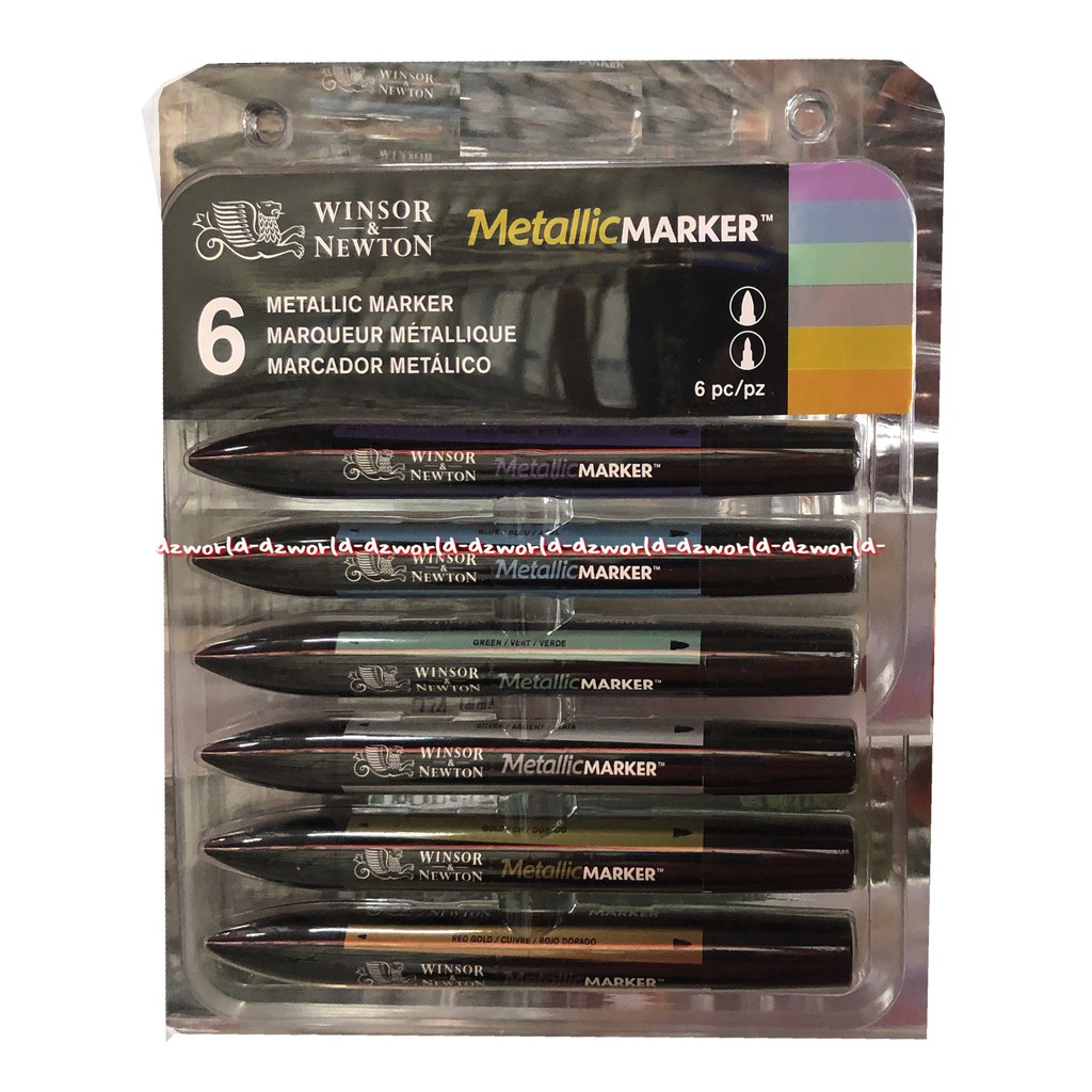 Winsor &amp; Newton Metalic Marker 6pcs Spidol Warna Metalik