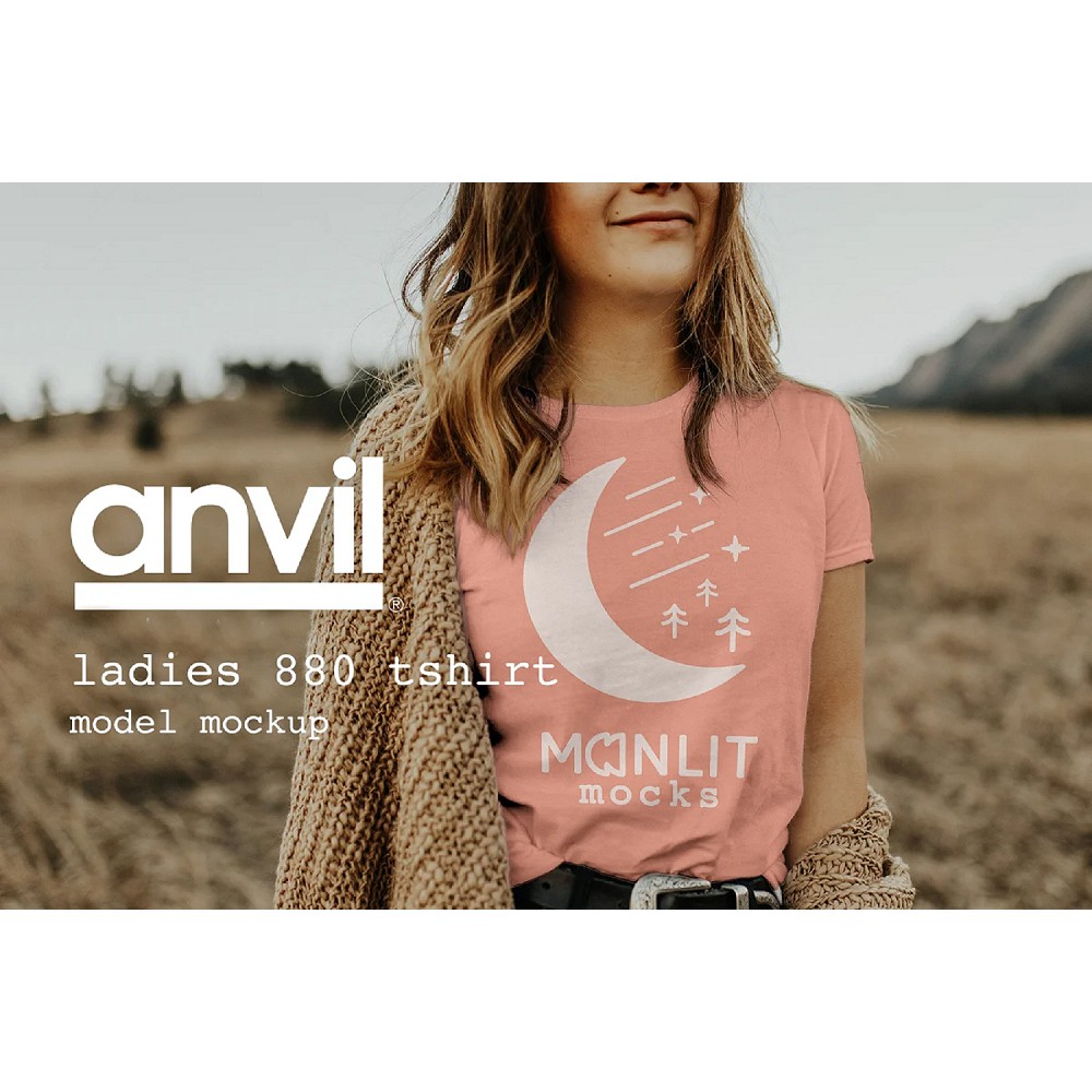 Anvil 880 Ladies T-Shirt Mockups - Photoshop