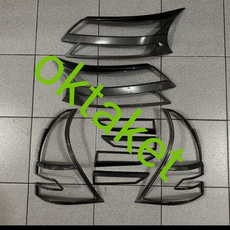 paket garnish lampu depan belakang avanza veloz xenia 2019 full carbon