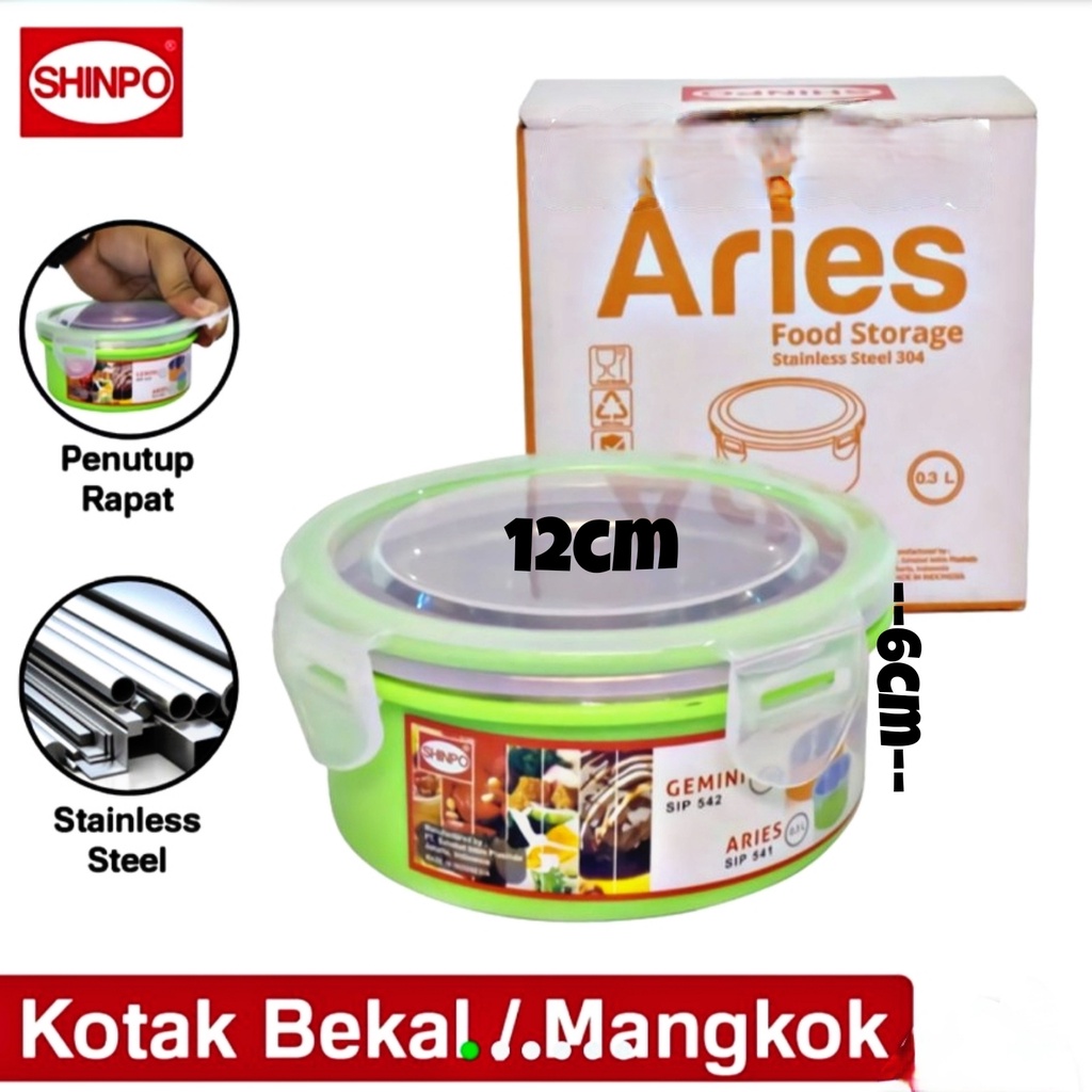 PROMO (BISA COD) SHINPO ARIES SIP-541 KOTAK MAKAN / Mangkok / Wadah Makanan 12 CM Stainless Steel 304 Food Storage Lunch Box Rantang Makanan