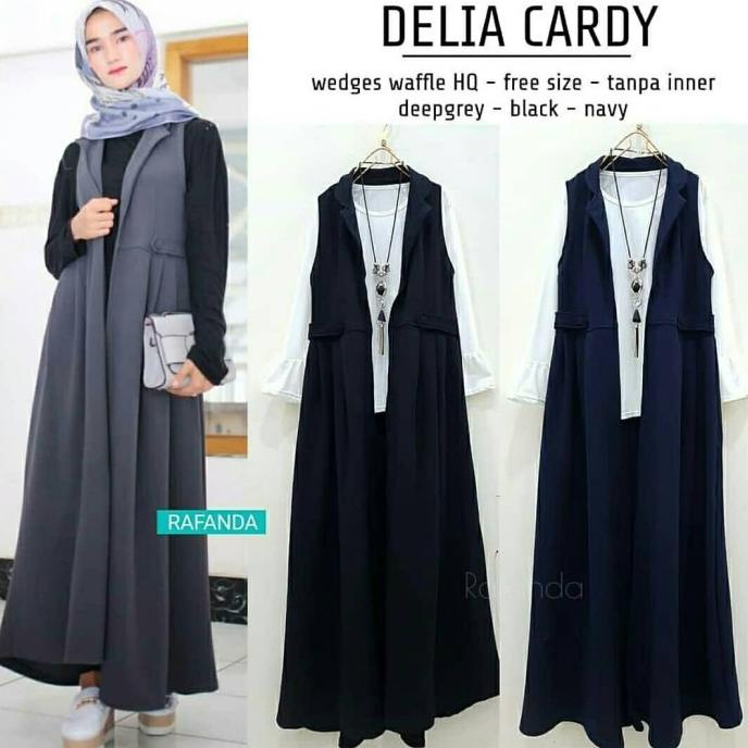 Delia Cardi Long Cardy Outer Wanita Cardigan Muslim Rompi Wanita _Termurah