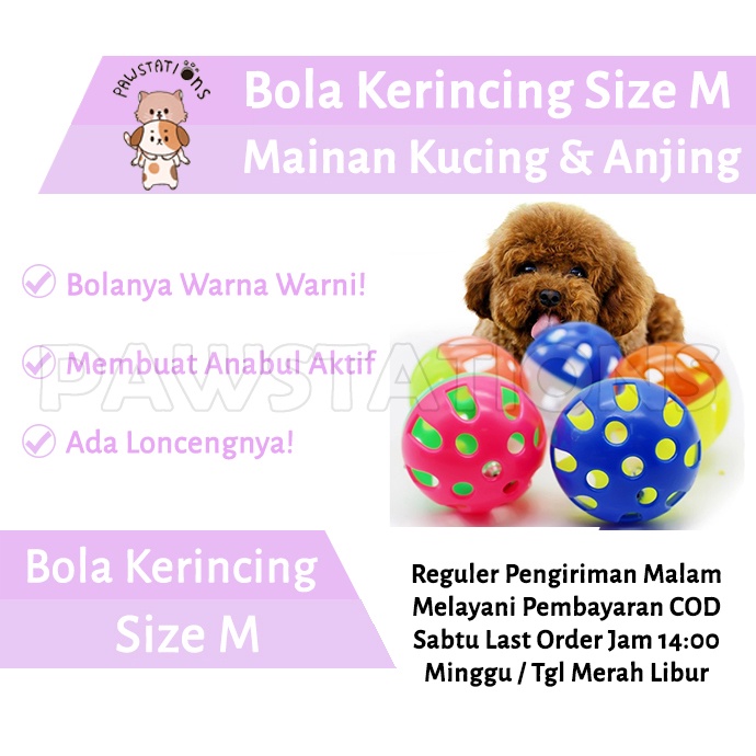 Bola Kerincing Medium Bola Kerincing Mainan Kucing dan Anjing Mainan Bola dengan Lonceng