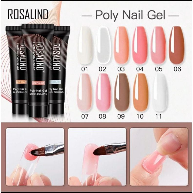 ROSALIND POLYGEL POLY GEL 15ml NAIL EXTENTION POLIGEL KUKU PALSU EXTENTION INSTANT