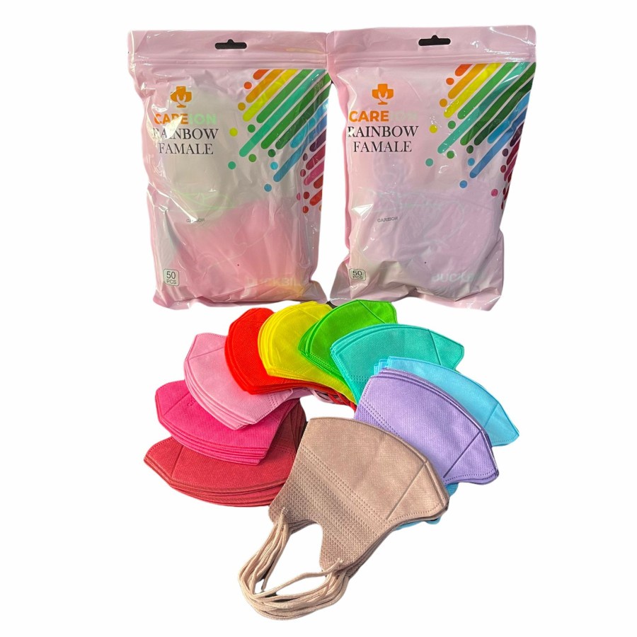MASKER DUCKBILL RAINBOW WARNA WARNI CAREION 50 PCS