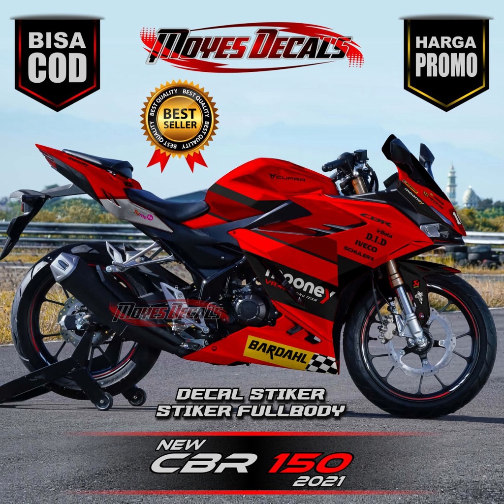 ( BISA COD / BAYAR DI TEMPAT ) PROMO STIKER DECAL CBR150R 2021 VARIASI WARNA MERAH STIKER CBR 150 20