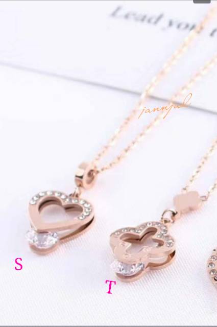 100% kalung titanium asli anti karat Rose korea gold KT-06