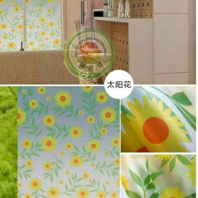 Sticker kaca sunblast motif bunga matahari