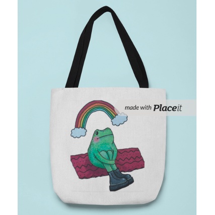 Tas Tote Bag Kanvas doc marten frog