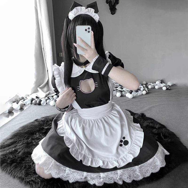 【Wetrose】Ready Stock Cosplay Cute Cat Girl Sexy Neko Kawaii Maid Outfit Japanese Lolita Uniform Dress Pembantu Set