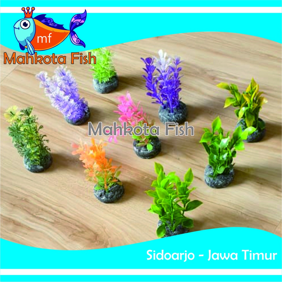 Hiasan Aquarium TANAMAN 4 SISI (CAMPUR) | Bunga Plastik Aquarium | Bunga Hiasan Aquarium | Tanaman Hias Aquarium