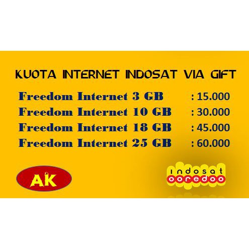 GIFT FREEDOM INTERNET INDOSAT DISKON 40%