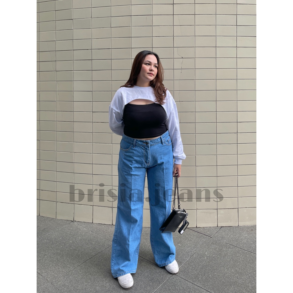 BRISIA JEANS - WENDY Boyfriend Jeans JUMBO - Medium Blue Size 34-38 / Loose Jeans BIGSIZE
