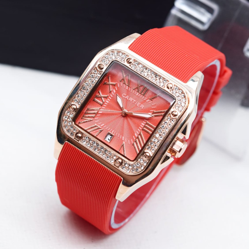 Pusat Jam Tangan Berkualitas -  READY Cartier diamond body rose rubber tgl aktif  DM3.5cm