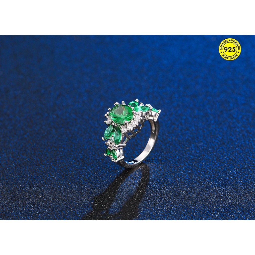 Cincin Berlian Emerald Inlaid