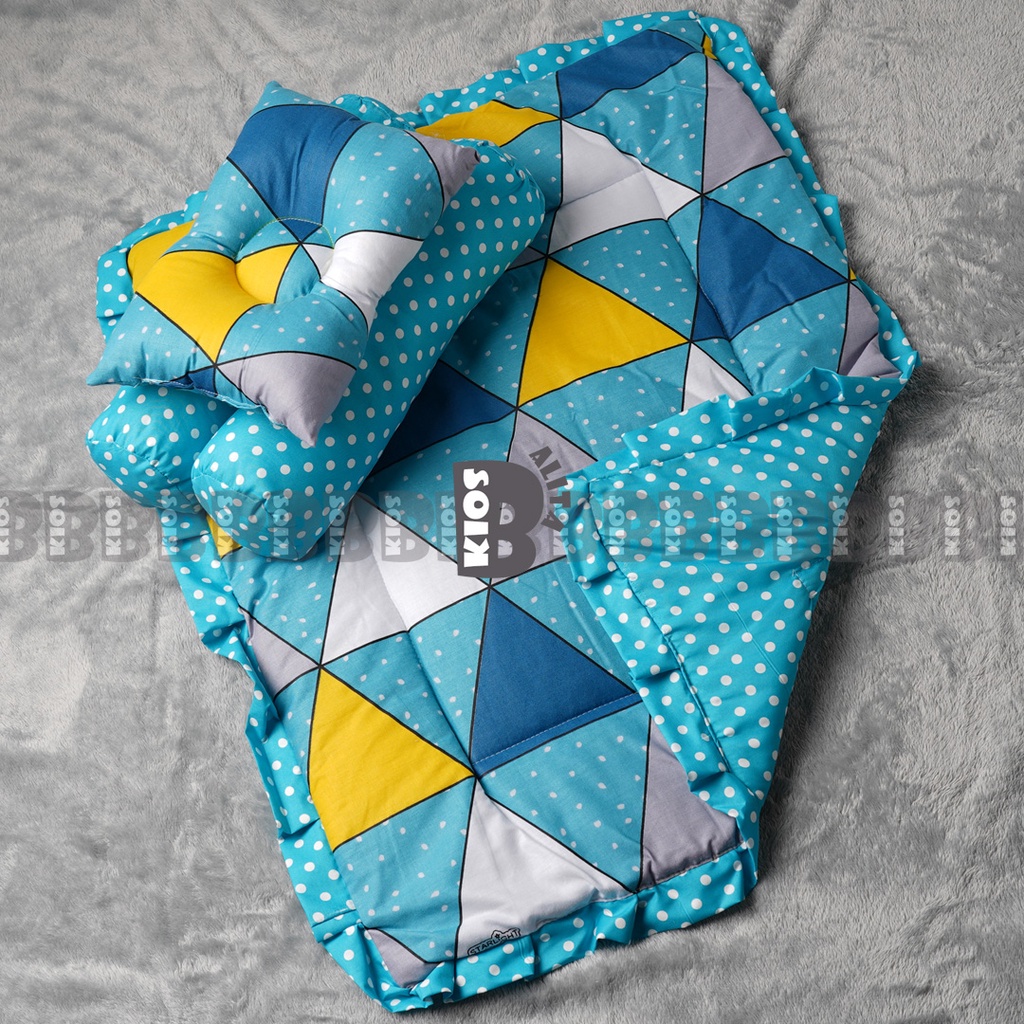 BED COVER SET BAYI Bed Cover Bayi Bantal Guling Selimut Bayi Tempat Tidur FREE tas mika Kado Lahiran-GEOMETRY