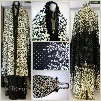 mukena bali motif daun hitam