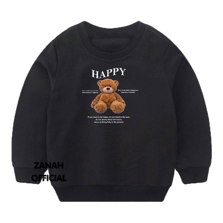 Crewneck Balita Anak Anak 1-5 thn Bahan Pleece Terbaru Motif Happy Bear