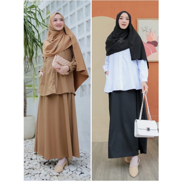 Nameera Dress Fania Hijab / Gamis Dinas / Gamis Pemda / Gamis Hitam Putih