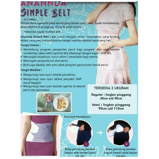 Korset Pelangsing Perut Ananda Simple Belt Ukuran Reguler Dan Maxi