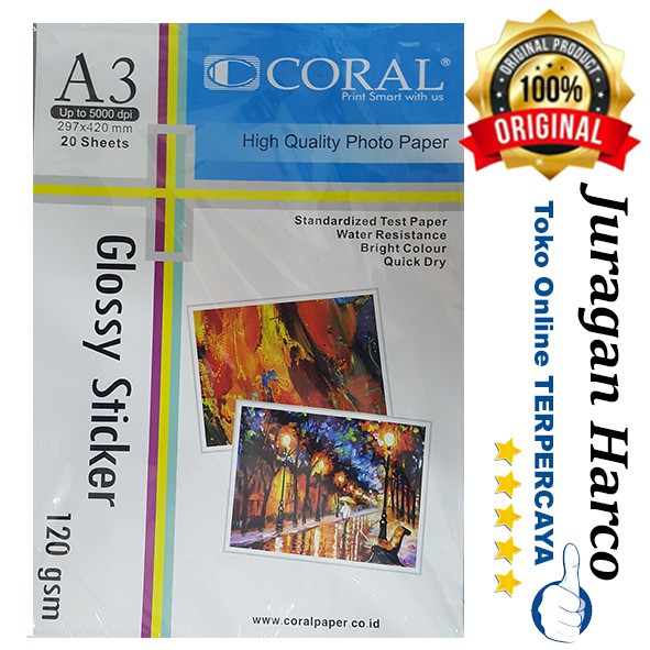 

coral glosy sticker A3 120 gsm 20 sheets