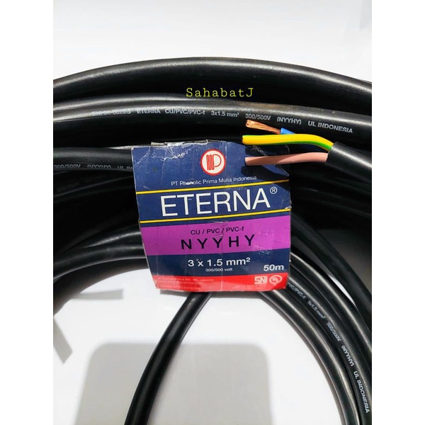 Kabel ETERNA NYYHY 3x1.5 / eterna serabut 3x1,5 hitam