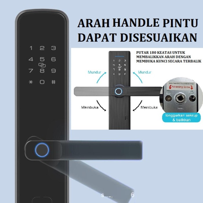 SB Handle Smart Door Lock kunci pintu elektronik Cerdas Sandi Sidik Jari