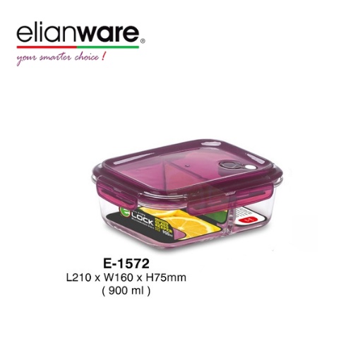Elianware Rectangular Airtight Glasslock Keeper Multipurpose Food Storage Lunch Box 900 ml