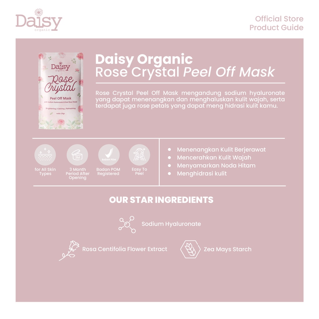 Daisy Organic Rose Crystal Peel Off Mask Menenangkan Kulit