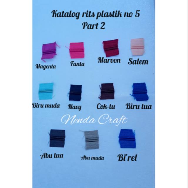 Daun Resleting no 5 gigi plastik harga permeter