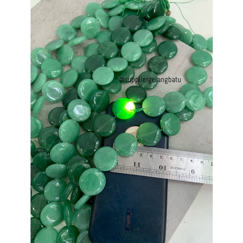 Batu GREEN JADE bulat 25mm aksesoris bahan gelang kalung GIOK HIJAU