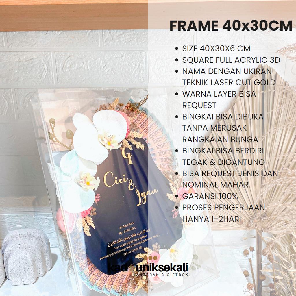 ACRYLIC BRUSH MAHAR UANG PERNIKAHAN 30X40CM CUSTOM WARNA - MAHAR ANGGREK ORCHID