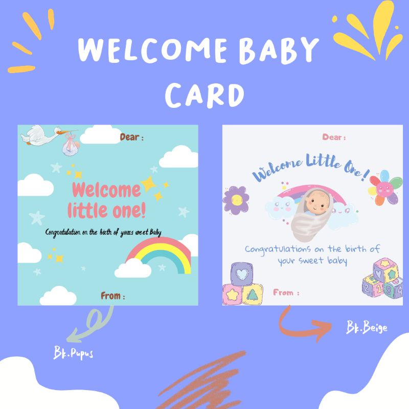 KARTU BORN DAY KARTU KELAHIRAN WELCOME CARD / HANGTAG BORN DAY HARI LAHIR BABY BORN HELLO BABY BAYI 