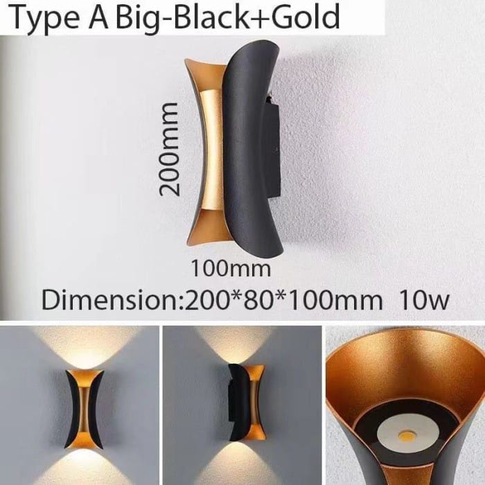 [WS] LAMPU LED DINDING MODERN / LAMPU DINDING LED MINIMALIS / LAMPU TANGGA BLACK GOLD 10W