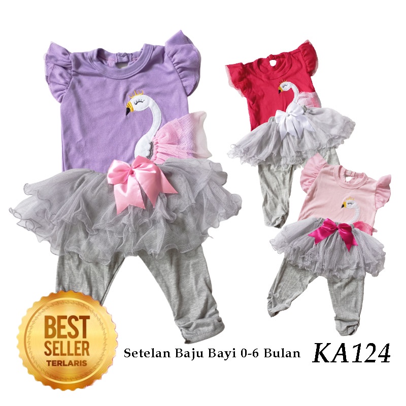 Setelan Legging Bayi Perempuan Import 0 6 bulan Baju Ulang Tahun Baby Girl Angsa Katun Adem New Born KA124