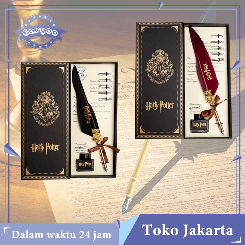 

Pulpen Bulu Set Lengkap Harry Potter Feather Quill Dip Pen Bulu Alat Kaligrafi Set Retro Calligraphy Feather Dip Pen