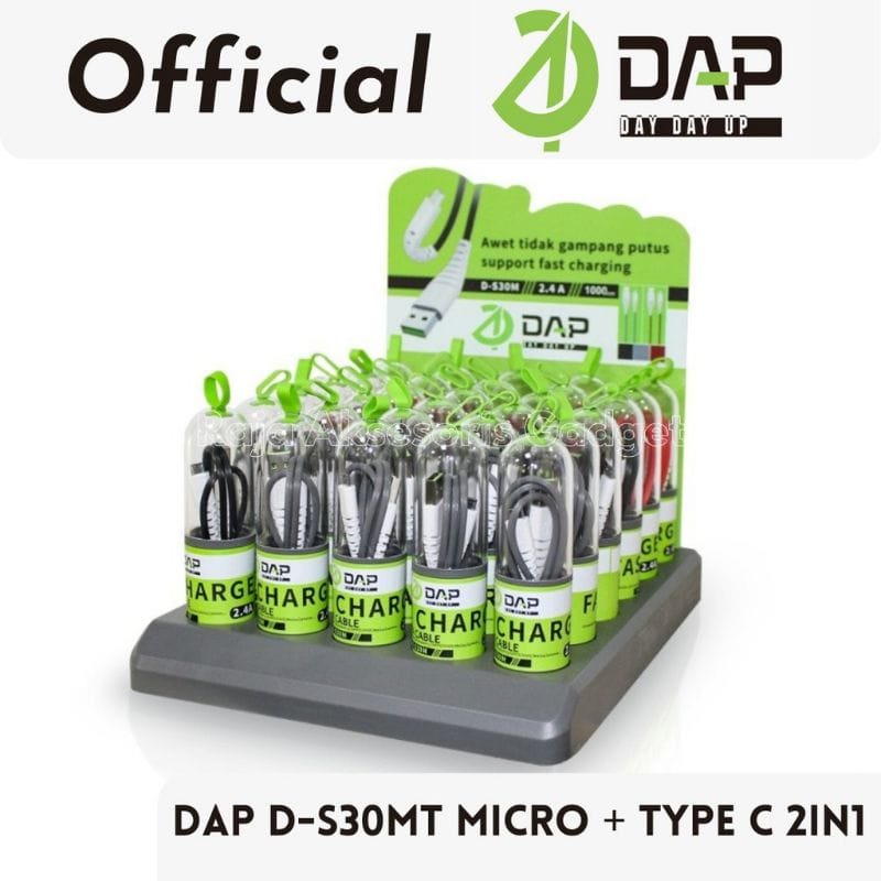 Kabel Data DAP D-S30MT 2in1 MICRO TYPE-C Kabel Charger DAP DS30MT 2in1 Kabel Casan DAP D-S30MT 2in1 Original